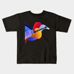 Acoustic Guitar - Colorful Waves Kids T-Shirt